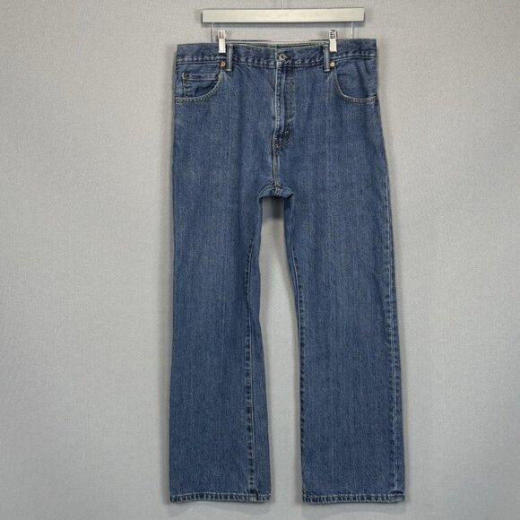 Levis Jeans Mens 36x30 Blue 517 Bootcut Slim Fit Medium Wash Cotton Denim - Picture 1 of 9